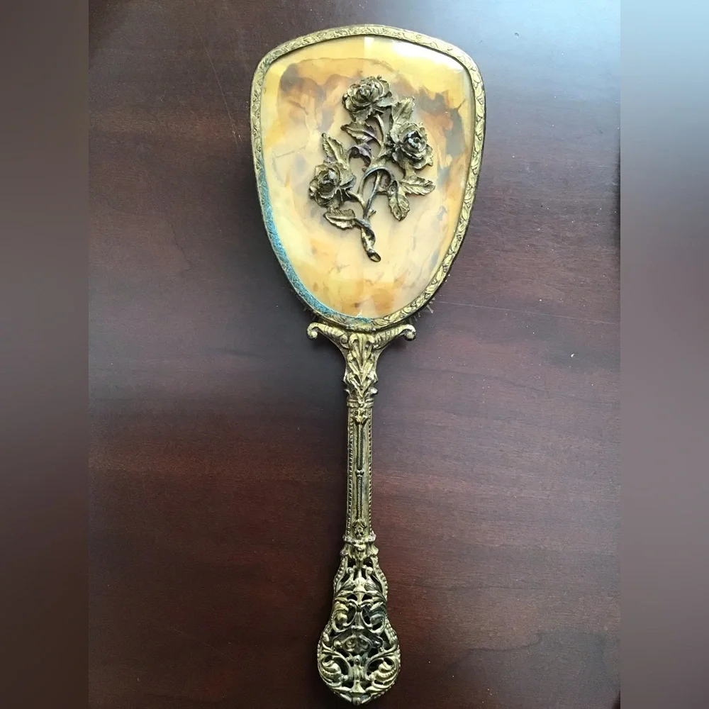 1950’s Vintage 2-Piece Brush and Mirror Vanity Set Art-nouveau